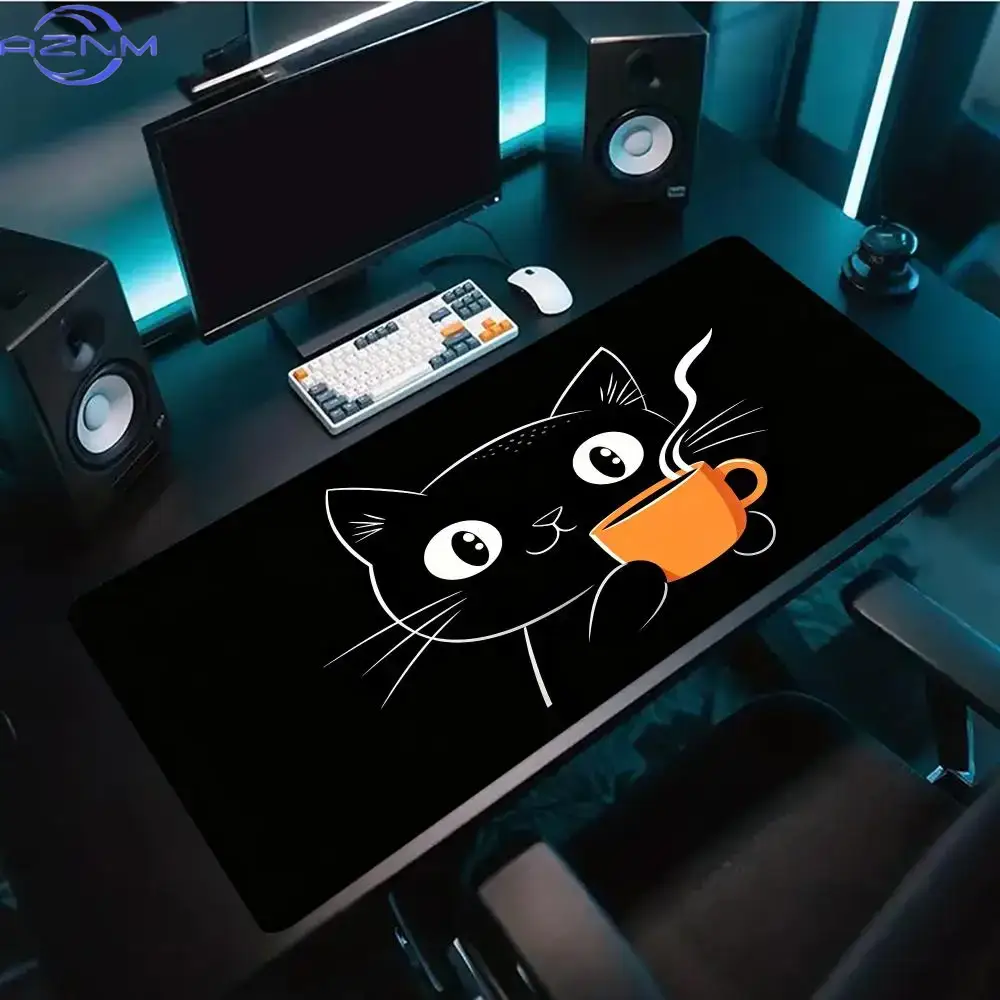Cute Line Art Cat Hold Coffee  - Desk Setup Pc And Laptop review and price