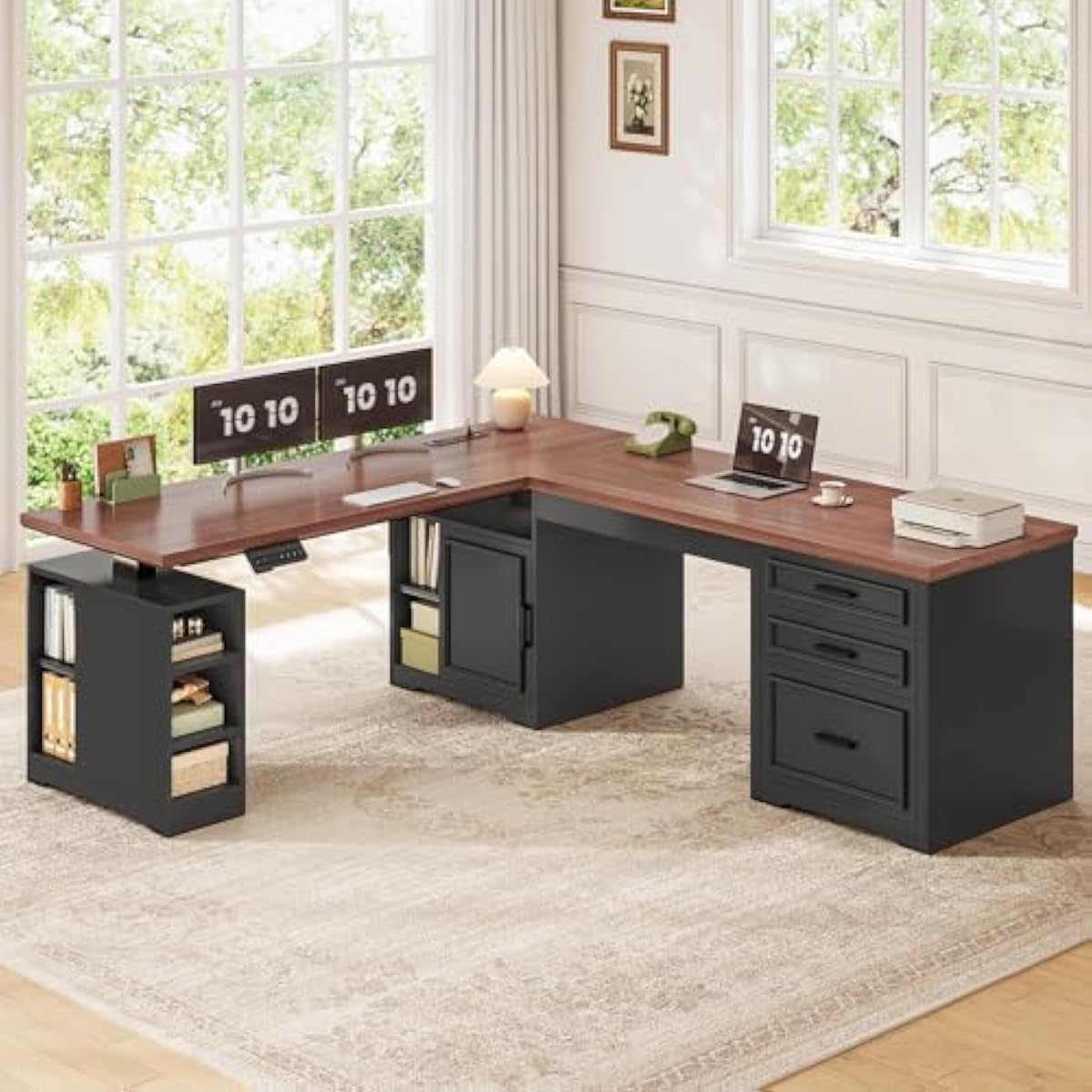 L Shaped Adjustable Electric D - Desk Setup L Shaped review and price