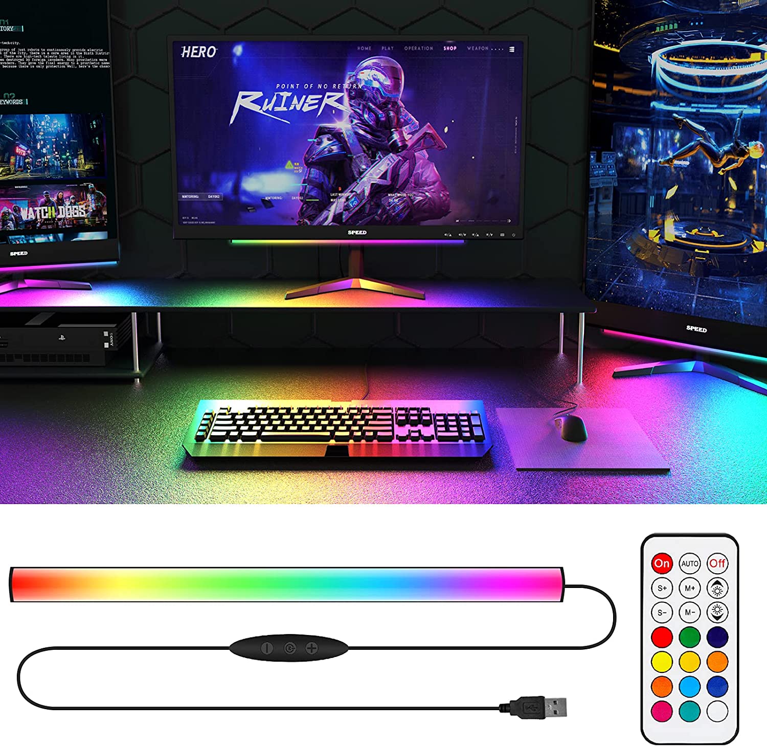 Under Monitor Light Bar RGB Dr - Setup Desk Monitor review and price